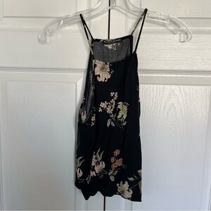 Black Floral Brandy Melville Crop Tank OS